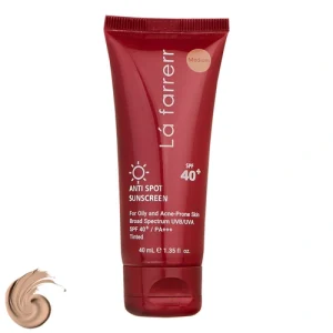 کرم ضد آفتاب ضدلک رنگ متوسط +SPF40 پوست چرب لافارر 40 میلی لیتر